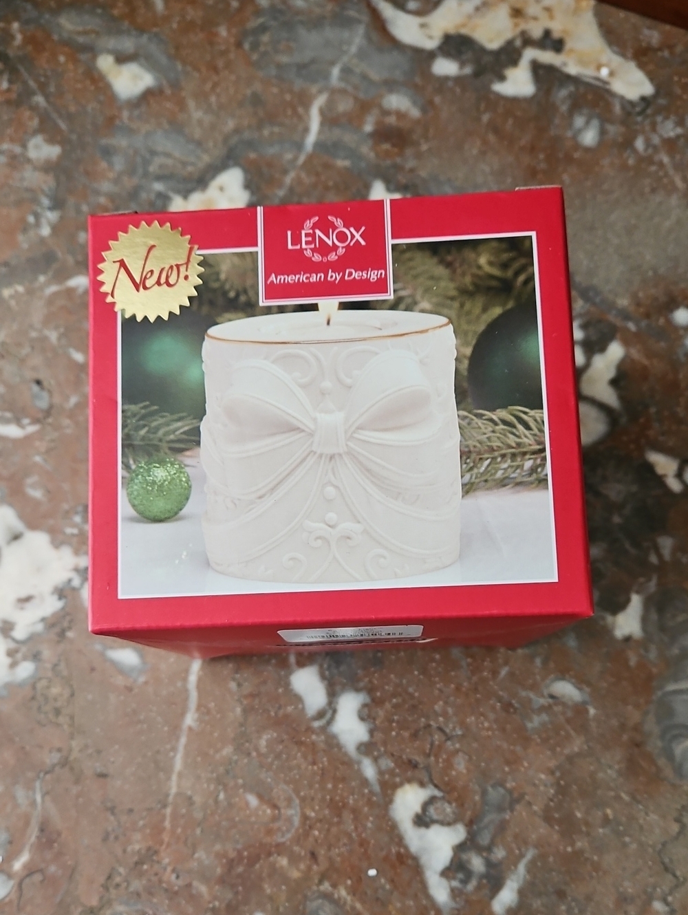 NWT Lenox Radiant Light Bow Votive Candle Porcelain Bisque
